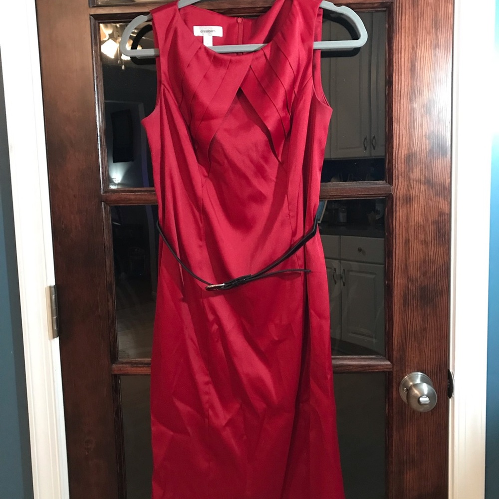 Red dress with black belt